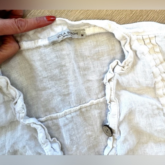 VIOLA BORGHI PLEATED V NECK BLOUSE - Picture 8 of 13